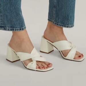 Everlane The Day Twist Heel Slip On Sandal Nappa Leather Cream Size 7.5